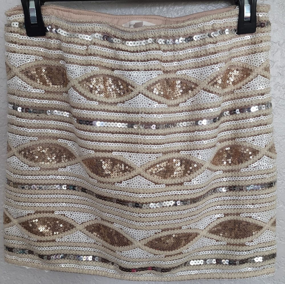 English Rose Sequin Mini Skirt - Gold and White